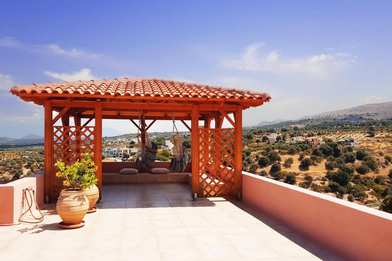 Villa Sunset With Stunning Sea View, Kids Area And Hammocks On Roof Terrace Agia Triada Exteriör bild